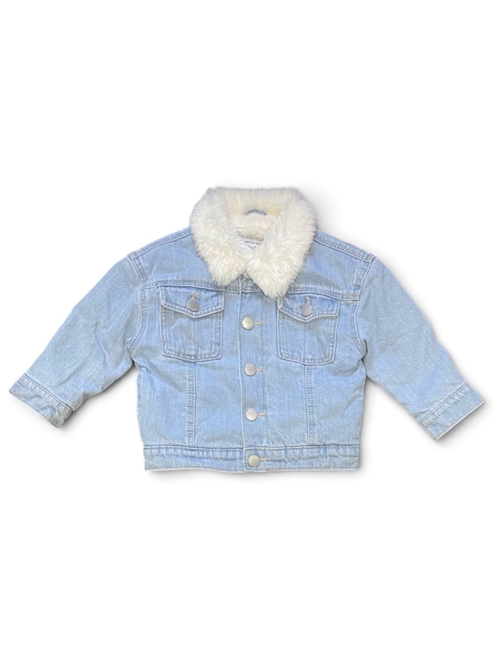 PRIMARK Light Wash Denim Jacket Faux Fur Lined Toddler Girls size 18M